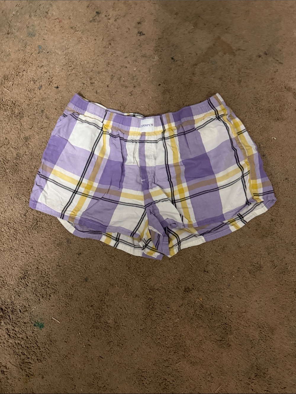 Plaid Sleep Shorts in Lavender & White — Unbranded